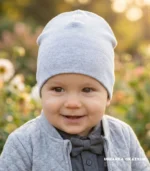 Czapka letnia w kolorze szary melanż dla małego dziecka