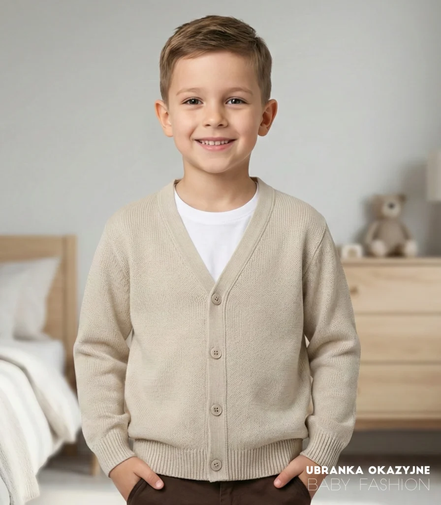 Beżowy sweterek dla chłopca